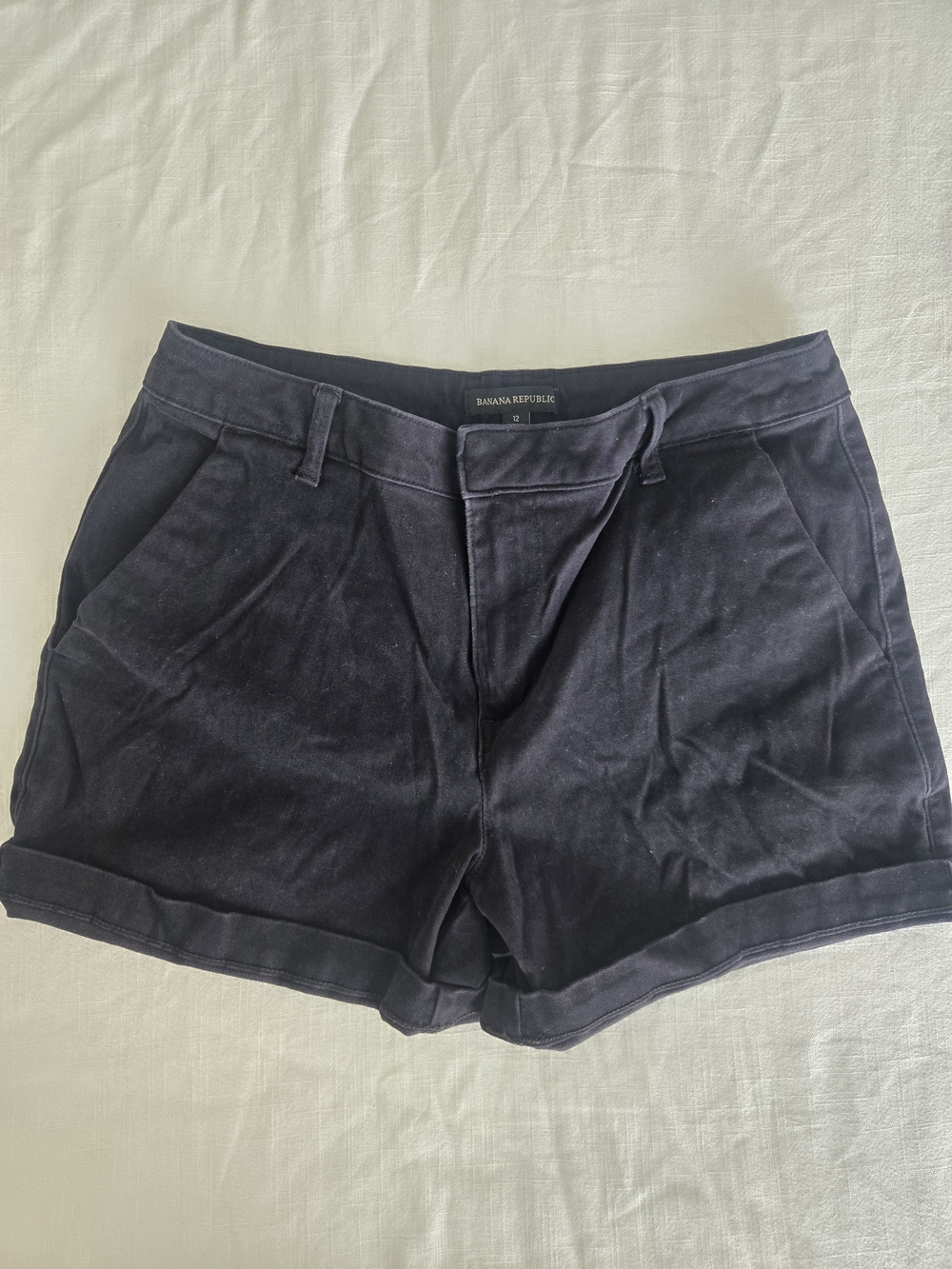 Banana Republic Navy High-Rise Tailored Cuffed Shorts